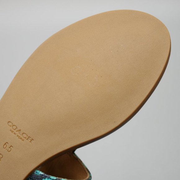 Coach Ladies 6.5 B Sammy Thong Turquoise Blue Zebra Ankle Strap Sandals - A0896 - Picture 10 of 12